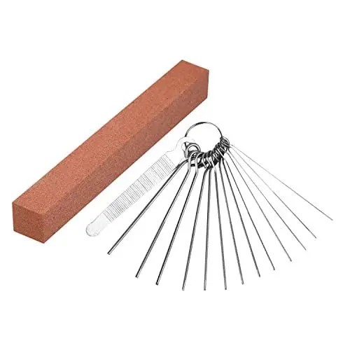 Produktbild: CZ Store Gitarren-Feilenset - ✮✮LEBENSLANGE GARANTIE✮✮ - 13 Edelstahl-Feilen, Schleifblock, Bund-Werkzeug - Zubehör für Geigen-/Gitarrenbauer, Reparatur-Kit für Saiten-Instrumente