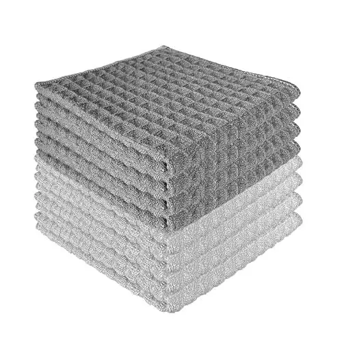 Produktbild: CZandCZ 8X Mikrofasertücher 30x30cm, Barista Tuch,Geschirrtücher, saugfähige Reinigungstücher, Mikrofaser Lappen, Fusselfreies Putzlappen Poliertuch für Küche,Glas,Bad (Dunkelgrau/Hellgrau)