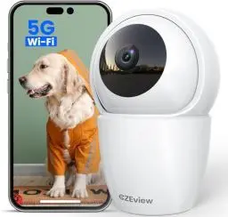 Produktbild: CZEview 3K 5MP Überwachungskamera Innen, 2,4/5Ghz Dual-Band WLAN Kamera Überwachung Innen, Hundekamera Haustierkamera mit APP, 360° Kamera Indoor, Zwei-Wege-Audio, Nachtsicht, AI Bewegungserkennung