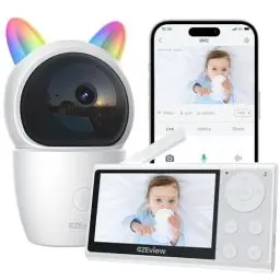 Produktbild: CZEview Babyphone mit Kamera, 2K 3MP WLAN Intelligente Babyfone mit neig/Schwenk Kamera und APP, Automatische Verfolgung, Bewegungs/Geräuscherkennung, 4×Zoom, Nachtlicht, Temperaturanzeige