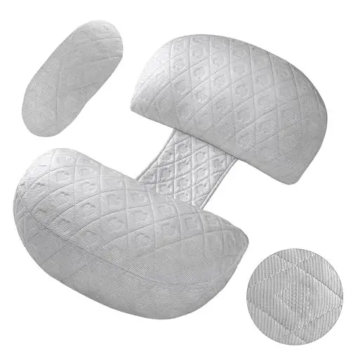 Produktbild: CZL Schwangerschaftskissen Pregnancy Pillow mit Verstellbarer Größe Stillkissen mit Kühlung Bezug Schwangerschaft Schlafkissen Schwangerschaft Seitenschläferkissen für Schwangere Frauen - Grau