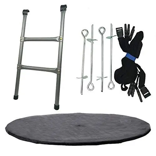 Produktbild: CZON SPORTS Unisex-Youth Leiter + Sauberkeitsabdeckung + Verankerungsset für Trampoline, Grau/Schwarz, 300 cm