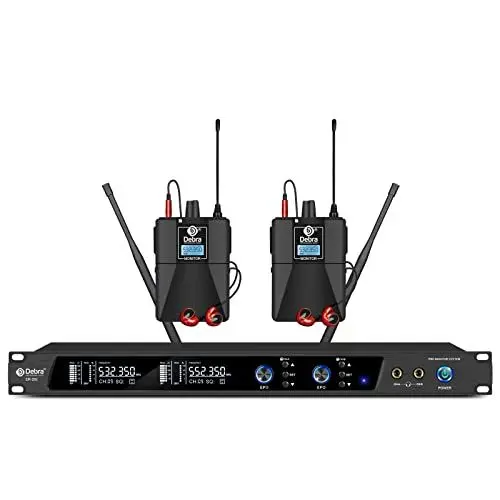 Produktbild: D Debra Audio PRO ER-202 UHF Dual Channel Wireless In-Ear-Monitor-System mit Sender und Empfänger für Bühne, Tonstudio, Musiker, Monitoring (2 Bodypack with Transmitter)
