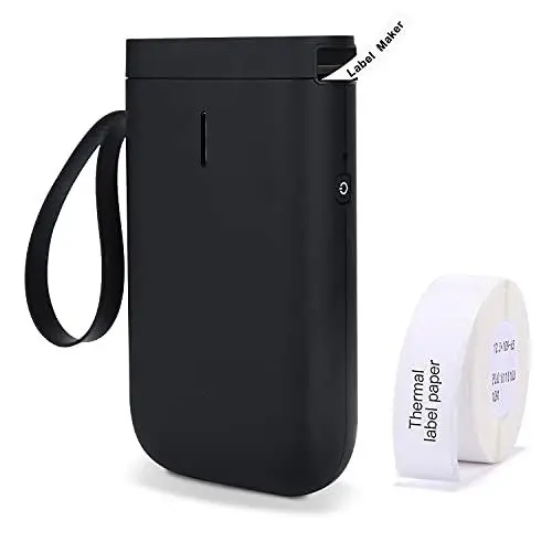 Produktbild: D11 Bluetooth Etikettendrucker Mini Tragbares Thermo Beschriftungsgerät Einfache Verwendung für Büro Oder Zu Hause Organisation Ettiketiergerät mit Klebeband, Kompatibel für Android&iOS (Schwarz)