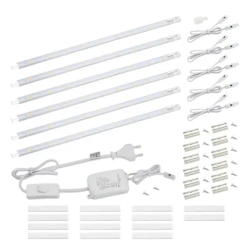 Produktbild: da LIGHT LED Unterbauleuchte mit Schalter 8.5W 760LM 3000k Warmweiß Lichtleiste Küchenlampe Vitrinenbeleuchtung Schrankbeleuchtung mit 6x26cm Stripes für Küche Schrank Erweiterbar durch Stecksystem