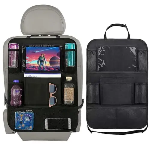Produktbild: DabbOo Autositz Organizer Rücksitz Große Kapazität Sitzschutz Auto Rückenlehne Kinder Auto Rücksitz Organizer Schutz Unterstützung Multi Pocket Organisator mit Touch Screen iPad/Tablet(Schwarz)