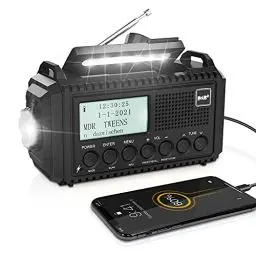 Produktbild: DAB/DAB+/UKW Digitalradio mit Eingebaute 5000mAh Akku Solar Radio Notfallradio mit USB Handyladefunktion Camping Radio mit LED Taschenlampe Leselampe SOS Alarm Tragbares Kurbelradio für Outdoor