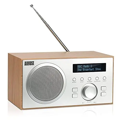 Produktbild: DAB+/FM Radio mit Bluetooth-August MB420-Digitales Küchenradio mit Holzgehäuse mit RDS-Funktion 60 Presets Hifi Lautsprecher 5W - Radiowecker mit Sleeptimer Alarm Snooze - USB/Aux-In/Aux-Out