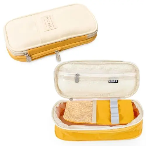 Produktbild: dabinzhijia Federmäppchen, Mädchen Mäppchen Etui, Federmappe Groß, Aesthetic Mäppchen, Pencil Case Schule Zubehör für Middle School College Office Studentin (Gelb Beige)