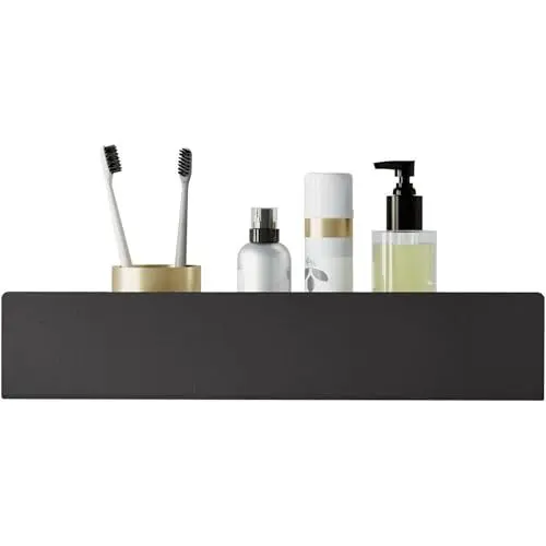 Produktbild: DABSTORY Duschablage Badregal Bohren Duschkorb Organizer für Dusche und Badezimmer Halterung Duschregal Edelstahl Klein Bad Duschhalterung Wandhängend Regal Matte Finish Schwarz 40cm