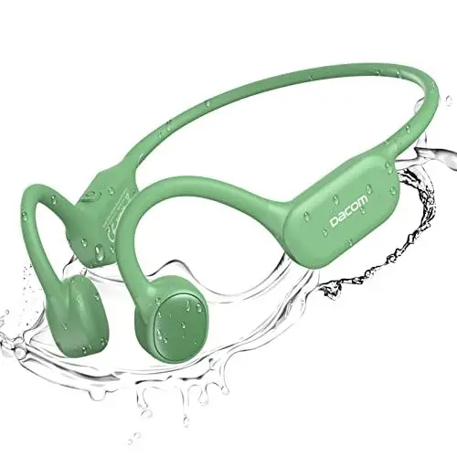 Produktbild: DACOM Knochenleitungskopfhörer Kabellos Bluetooth 5.3 Sport Ohrhörer IPX7 Wasserdicht 2 in 4 Open Ear Headset für Laufen Wandern Fahren Training - Grün