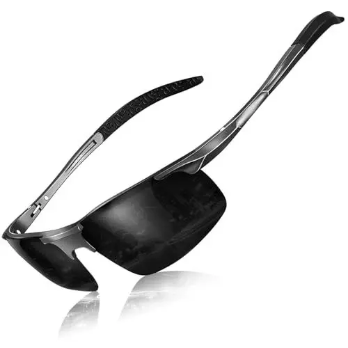 Produktbild: DADA-PRO Sonnenbrille Herren Polarisiert Fahrradbrille Sportbrille Verspiegelt Fahrerbrille mit Metallrahmen Ultraleichte UV400 Schutz 8177 (Grau/Nicht Vespiegelte Linse)