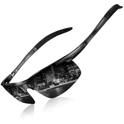 Produktbild: DADA-PRO Sonnenbrille Herren Polarisiert Fahrradbrille Sportbrille Verspiegelt Fahrerbrille mit Metallrahmen Ultraleichte UV400 Schutz 8177 (Schwarz Neu/Nicht Vespiegelte)