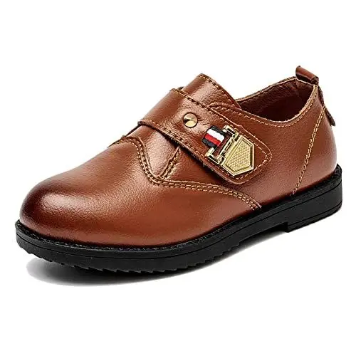 Produktbild: DADAWEN Anzugschuhe für Kinder Jungen Klettverschluss Halbschuhe Schule Uniformschuhe,Braun,33 EU