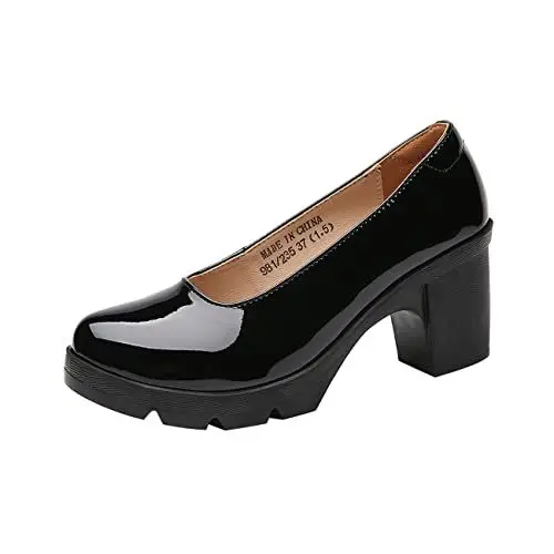 Produktbild: DADAWEN Damen Mary Jane Plateau Kleid Schuhe Oxfords Pumps,Schwarz,36 EU