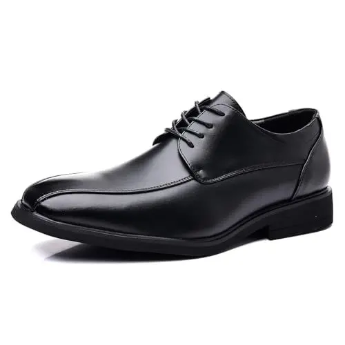 Produktbild: DADAWEN Herren Hochzeitsschuhe Schnürhalbschuhe Businessschuhe Leder Anzugschuhe,Herstellergröße 275 MM,Schwarz B,45 EU