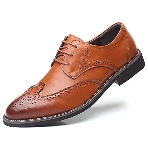 Produktbild: DADAWEN Herren Schnürhalbschuhe Klassiker Brogues Business Anzugschuhe,Herstellergröße 250 MM,Braun,40 EU