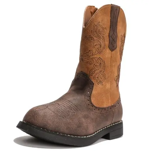 Produktbild: DADAWEN Mädchen Cowboystiefel Halbschaft Schlupfstiefel,Braun,33 EU