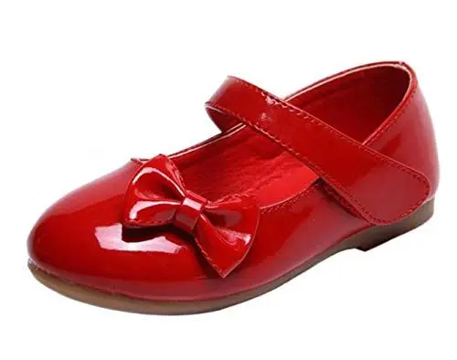 Produktbild: DADAWEN Mädchen Mary Jane Halbschuhe Ballerinas Schleife Prinzessin Schuhe,Rot,27 EU