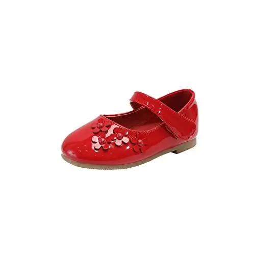 Produktbild: DADAWEN Mädchen Mary Jane Halbschuhe Prinzessin Ballerinas,Rot,25 EU