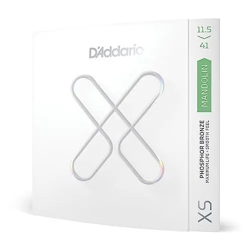 Produktbild: D'Addario Mandolinensaiten – beschichtete Mandolinensaiten – XS Phosphor Bronze – für 8-saitige Mandoline – maximale Lebensdauer, glatte Haptik – XSM11541 – mittelschwer, 11,5–41