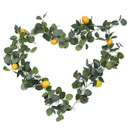Produktbild: DADEA Künstliche Eukalyptus-Rosen-Zitronen-Girlande, Simulierte Frucht-Zitronen-Girlande mit Grün, Exquisite Zitronen-Dekorationen, Mehrzweck-Zitronenblätter für Hochzeits-Heimdekoration(Rose)