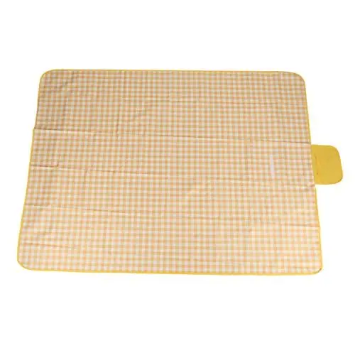 Produktbild: DADEA Picknickdecke Wasserdicht, Gelb-weiß Karierte Picknickdecken, Outdoor-Decke, Strandmatte, Multifunktionale Stranddecke, Große Picknick-Matte für Camping, Outdoor-Reisen
