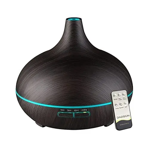 Produktbild: Dadson 500ml Aroma Diffuser für Duftöle, Luftbefeuchter, Raumbefeuchter, Lufterfrischer Wohnung, Raumduft Elektrisch, Aromatherapie, Diffusor mit 7-farbigem LED-Licht (Dunkelbraun)