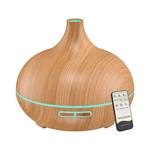 Produktbild: Dadson 500ml Aroma Diffuser für Duftöle, Luftbefeuchter, Raumbefeuchter, Lufterfrischer Wohnung, Raumduft Elektrisch, Aromatherapie, Diffusor mit 7-farbigem LED-Licht (Hellbraun)