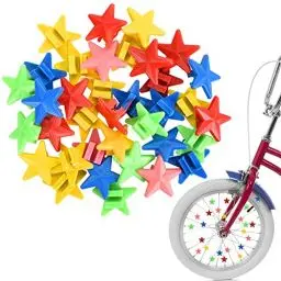 Produktbild: Daelesr 72 Stück Bunte Fahrradspeichenperlen, Sterne Fahrrad Speichen Dekoration，Fahrradspeichen Fahrrad Zubehör, Fahrrad Speichen Clips Perlen, Kunststoff Clip Speichenreflektoren Fahrrad Kinder