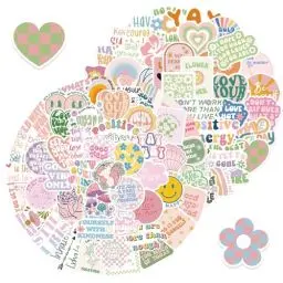 Produktbild: Dänische Pastell Inspirierende Aufkleber, 100 Stück ästhetische Vinyl-Aufkleber For Aesthetic Inspirierende Stickers für Teenager, Mädchen, Laptop, Computer, Skateboard, Gitarre, Handyhülle
