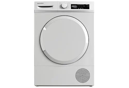 Produktbild: Daewoo T8HT1WA3DE Wärmepumpentrockner, C, 8 kg, Programmknebel und SoftTouch-Bedienung mit LED-Display, 15 Programme, Trommelinnenbeleuchtung, Weiß