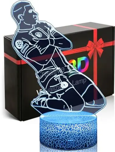 Produktbild: DAHEYMA Fußballer Feiern 3D Stimmungslichter Illusion,Nr.7 Französisch Fußballspieler,Zimmer Dekorationen Jungen Mädchen Geschenke,16 Farben Touch und Fernbedienung dimmbar Nachtlichter