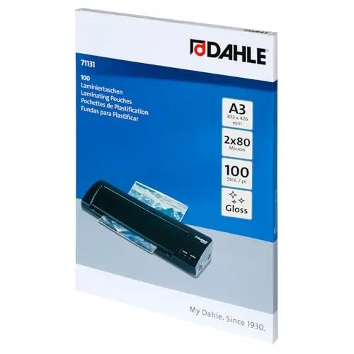 Produktbild: Dahle Laminierfolien A3, 160 Micron (2x80) - 100 Stück - Hochwertiger Schutz für wichtige Unterlagen und Fotos, Glänzend
