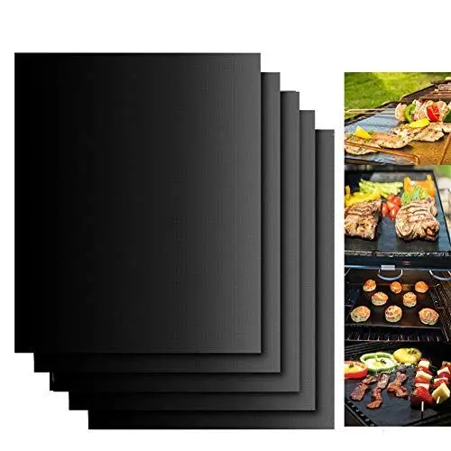 Produktbild: Dailyart BBQ Grillmatte (5er Set) Antihaft Grill-und Backmatte Wiederverwendbar PFOA-Frei Teflon Grillmatten für Gasgrill, Holzkohle - Perfekt für Fleisch, Fisch und Gemüse, 40x33 cm