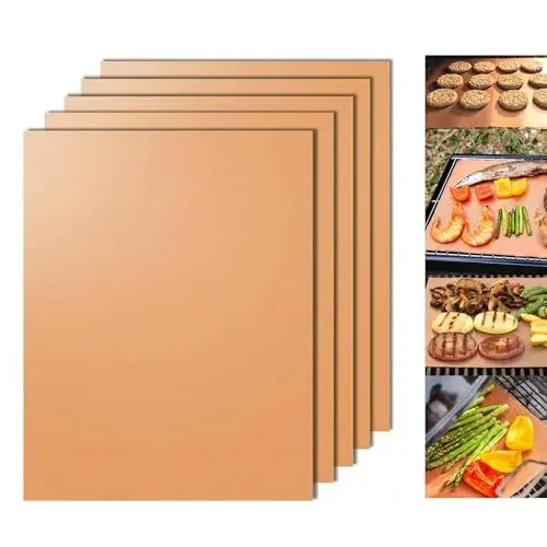 Produktbild: Dailyart backpapier wiederverwendbar, 5er Set dauerbackfolie für backofen Wiederverwendbar und leicht zu reinigen, 100% Antihaftbeschichtung grillmatte für gasgrill, grill zubehör für Fisch, Gemüse