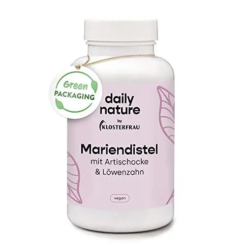 Produktbild: dailynature Mariendistelextrakt mit 80% Silymarin+Artischocke & Löwenzahn | 120 Kapseln | Nahrungsergänzungsmittel | vegan | kompostierbare Dose | ohne unerwünschte Zusätze