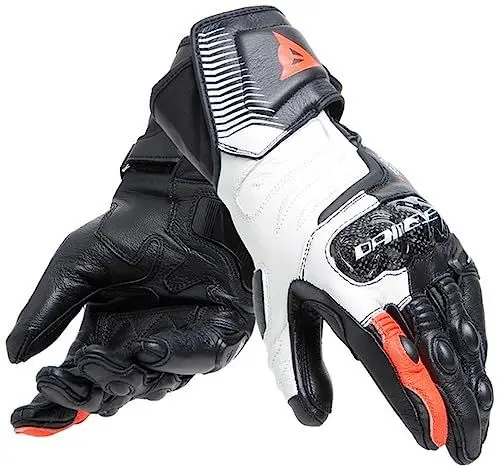 Produktbild: Dainese - Carbon 4 Long Lady Gloves, Lange Sport-Motorradhandschuhe aus Schafsleder mit Knöchelschützern aus Carbon, Frau, Schwarz/Weiß/Fluo-Rot, M