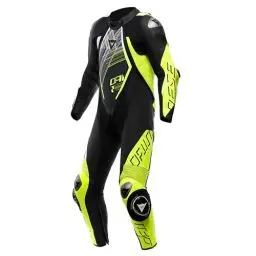 Produktbild: Dainese Lederkombi Audax D-Zip 1PC Perforiert Einteiler Racing Lederanzug, BLACK/YELLOW-FLUO/WHITE, 52