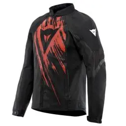 Produktbild: Dainese - Air Graphics Tex Jacket, Sommer Motorradjacke, belüftet und leicht, mit weichen Protektoren an Schultern und Ellenbogen, Mann, Schwarz/Rot Tarmac, 52