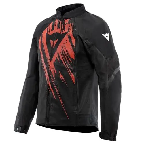 Produktbild: Dainese - Air Graphics Tex Jacket, Sommer Motorradjacke, belüftet und leicht, mit weichen Protektoren an Schultern und Ellenbogen, Mann, Schwarz/Rot Tarmac, 52