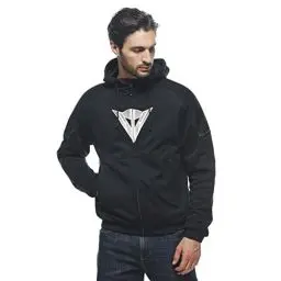Produktbild: Dainese - Daemon X Safety Hoodie Full Zip, Motorrad Fleecejacke, Mesh Gewebe, Schulter Und Ellbogenprotektoren, Herren Motorradjacke, Schwarz/Schwarz/Weiß, 50