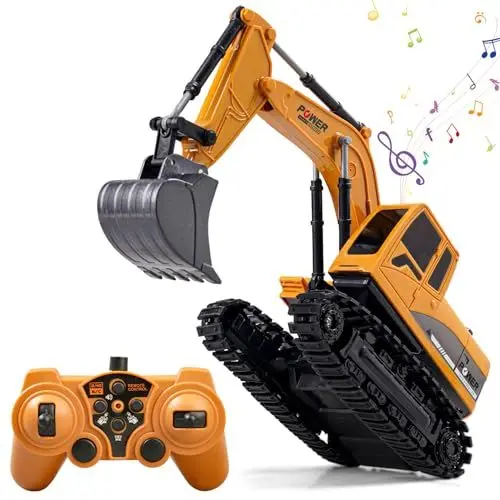 Produktbild: Daioller RC Bagger für Kinder 3-5 Jahre alt - Baggerspielzeug, Ferngesteuerter Bagger hydraulisches Spielzeug für Jungen 4-7, Bauwagen mit 60+Min Spielzeit/Ton/Licht