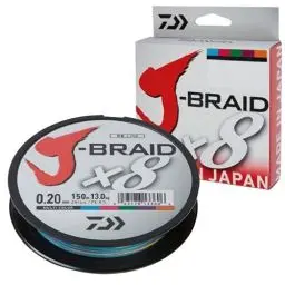Produktbild: DAIWA J- Braid X8, Multicolor, 0.20mm, 13.0kg / 29.0lbs, 150m, Rund Geflochtene Angelschnur, 12755-020