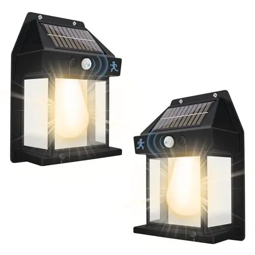 Produktbild: Daixilan Solar Wandleuchte,Solarleuchten für außen mit Bewegungsmelder,IP65 Wasserdicht Solar Wolfram Wandlampe für Garten,Flur,Zaun,Hof,2 Stück