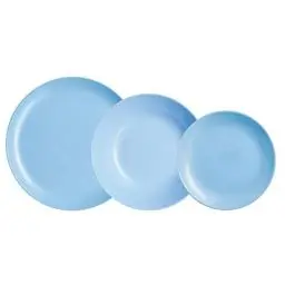 Produktbild: Dajar 00443 Tafelservice Hartglasgeschirr Geschirrset Tafelset Essservice Geschirr Diwali Light Blue 18 TLG. Geschenk glatt stapelbar modern Spülmaschinen Mikrowellen geeignet LUMINARC, Glas