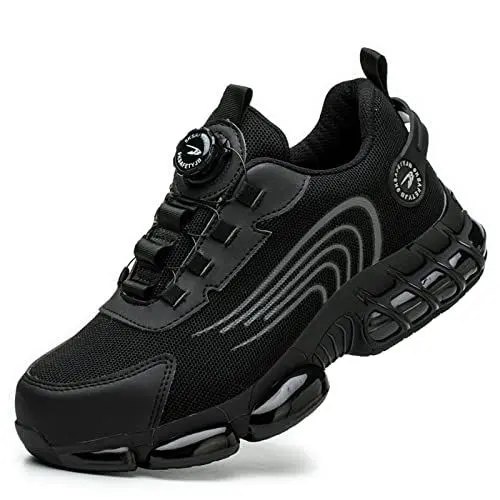 Produktbild: Dajingkj Arbeitsschuhe Herren Damen Leicht Sicherheitsschuh Mit Stahlkappe für Men Schwarz Trends Drehknopf Luftkissen Turnschuhe Safety Shoes Atmungsaktiv Stahlkappenschuhe