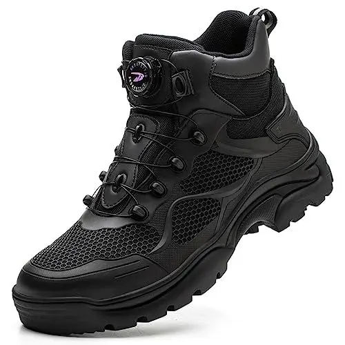 Produktbild: Dajingkj Arbeitsschuhe Herren Schwarz High Top Boots Sicherheitsschuhe Leicht Trends Drehknopf Stahlkappenschuhe Schlag- und Pannensichere Safety Shoes Mit Stahlkappe