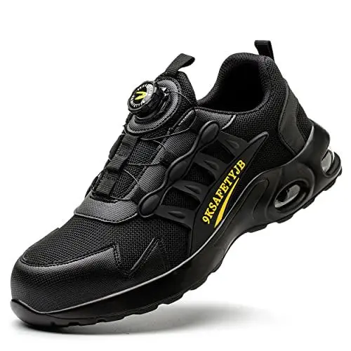 Produktbild: Dajingkj Sicherheitsschuhe Herren Leicht Trends Drehknopf Arbeitsschuhe Luftkissen Turnschuhe Safety Shoes for Men Atmungsaktiv Stahlkappenschuhe