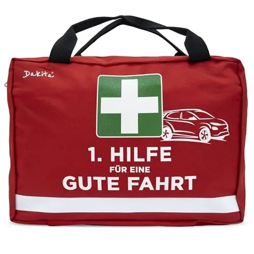 Produktbild: Dakita 1. Hilfe Tasche fürs Auto - 28x18x8cm groß | Lustiges Geschenk zum Führerschein | Für Geschenke und Zubehör zum ersten Auto zur Fahrerlaubnis (Eine Gute Fahrt, ohne Inhalt)